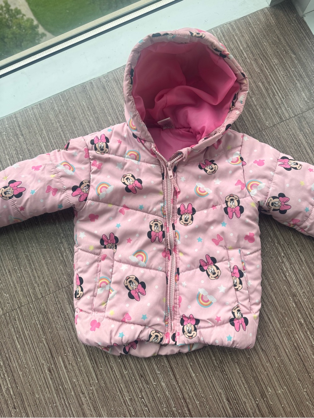 Pink Minnie Mouse Hooded Puffer Jacket for Kids